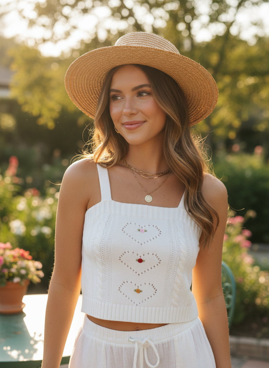 525 America Knit Embroidered Heart Tank Top - Image 1