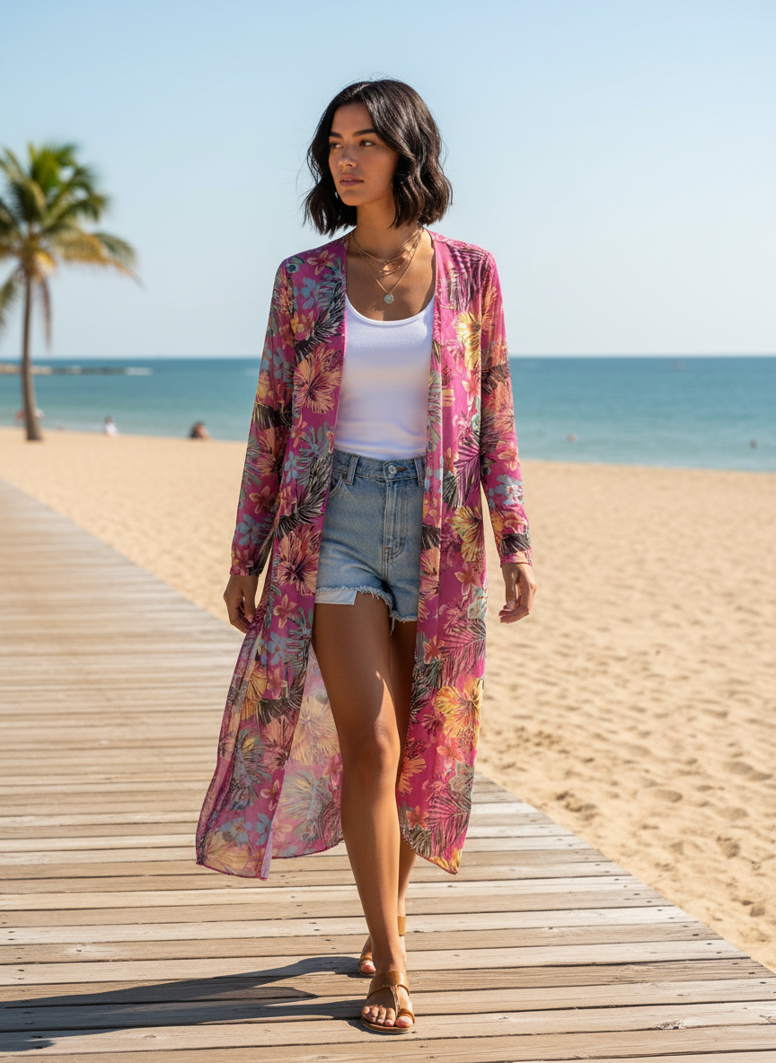 Tropical Floral Cover-up /Duster thumbnail 2