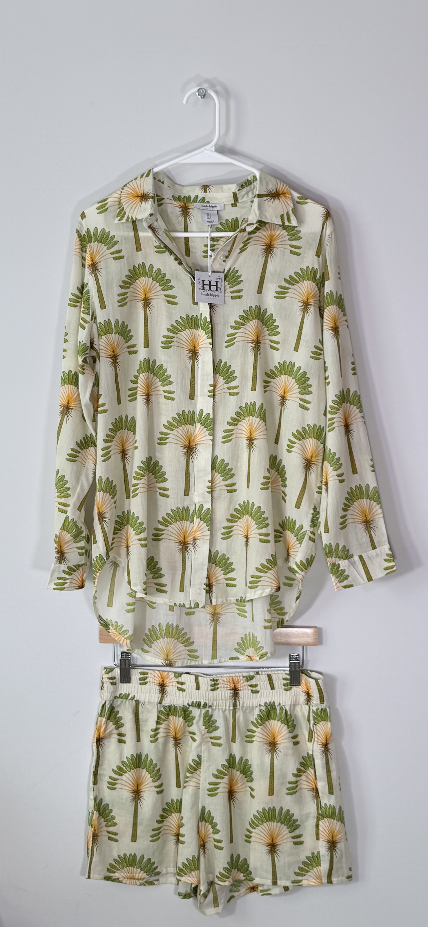 Haute Hippie Palm Tree Print Button-Down Shirt and Short Set thumbnail 3