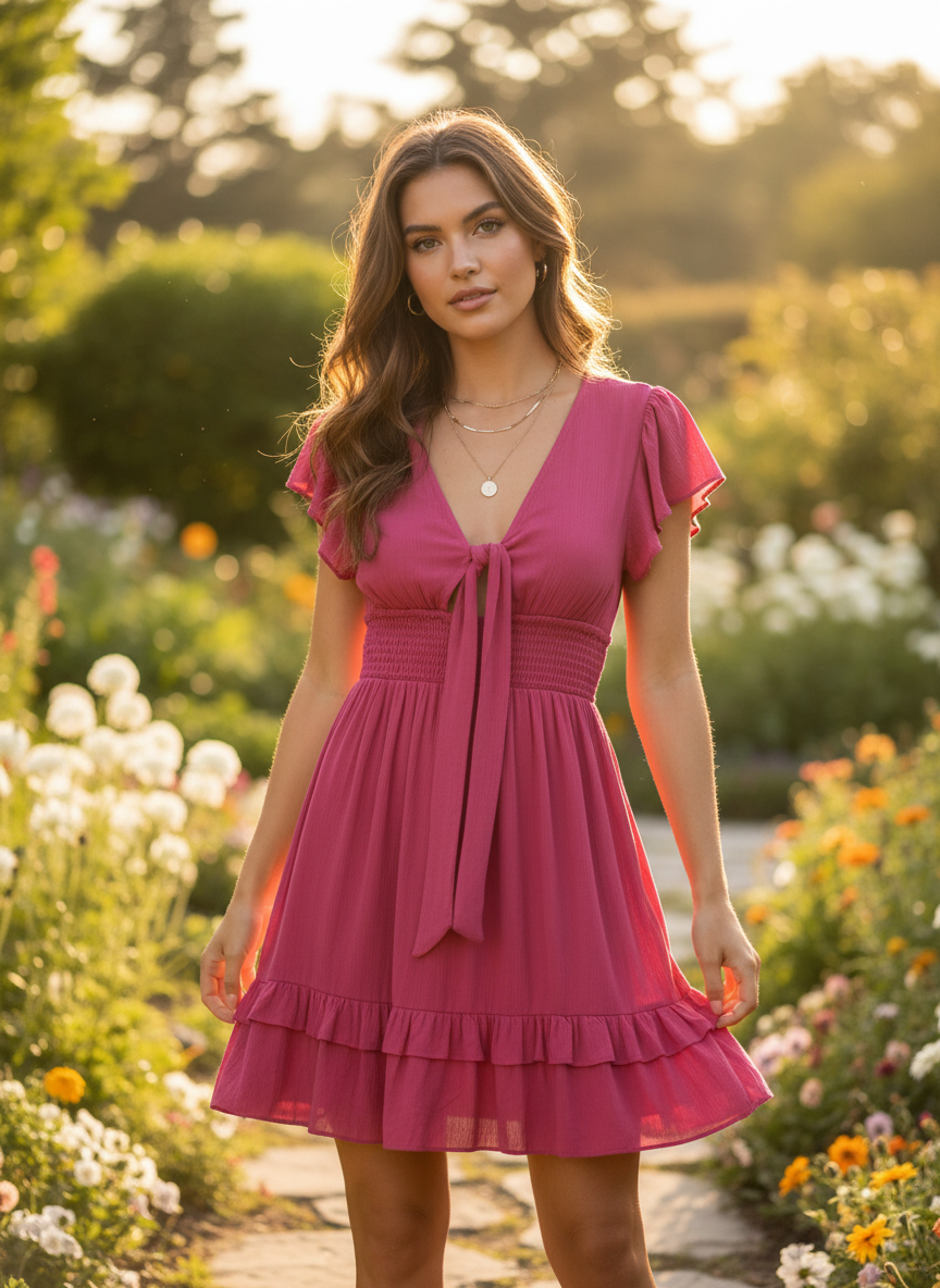 Altar'd State Smocked Ruffle Mini Dress - Image 1