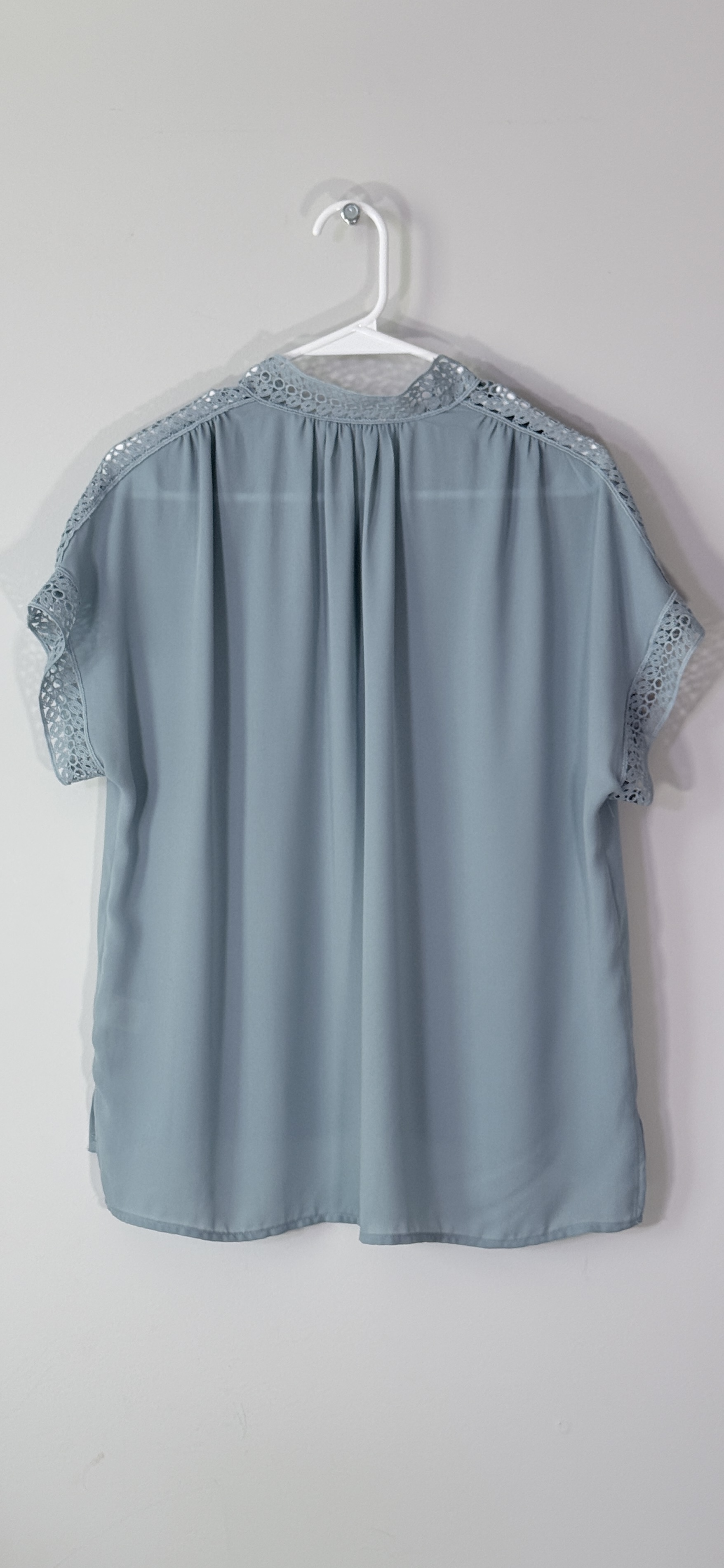 Max Studio Short-Sleeve Lace-Trim V-neck Blouse thumbnail 4