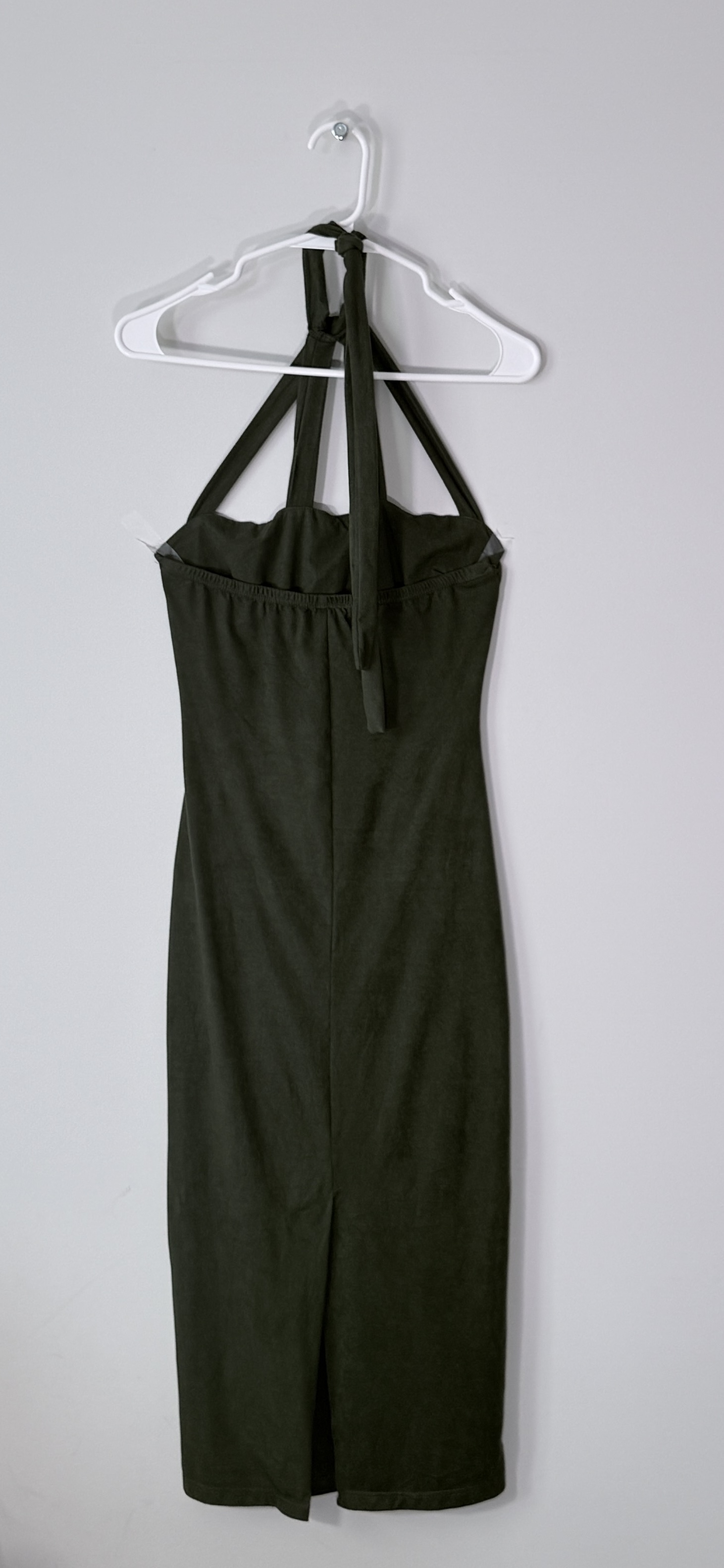 Fashion Nova Olive Green Faux-Suede Bodycon Midi Dress thumbnail 4