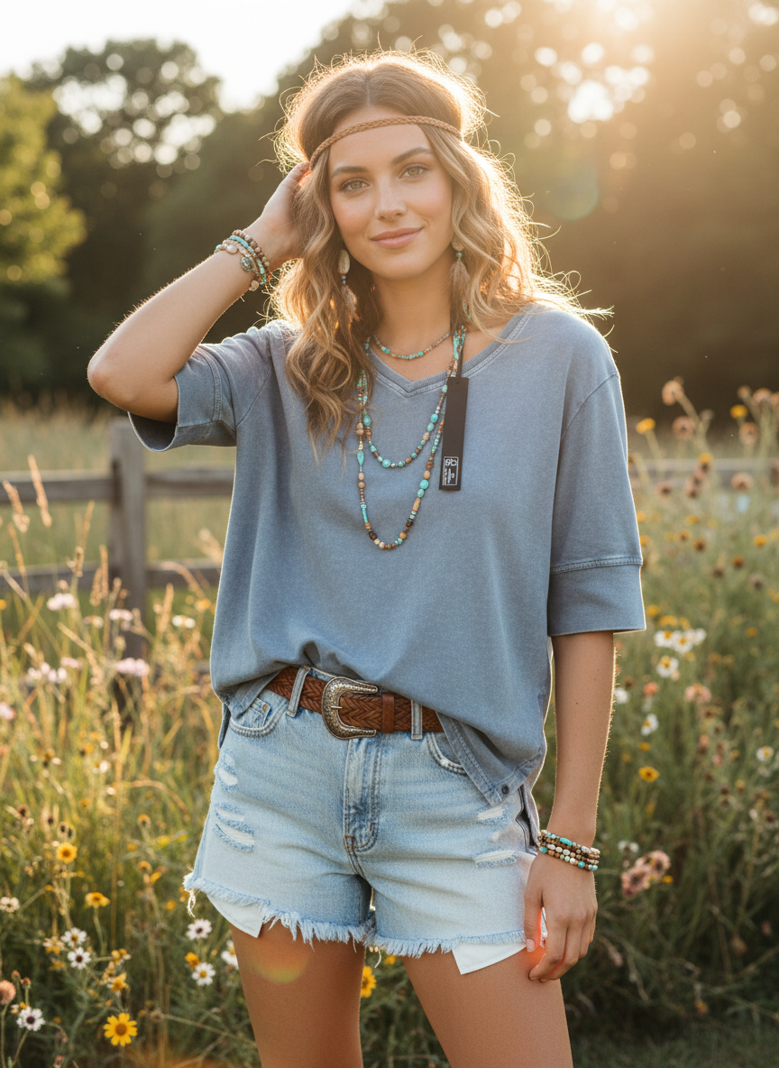 Jane Delancey Blue Short Sleeve V-Neck Sweatshirt thumbnail 2