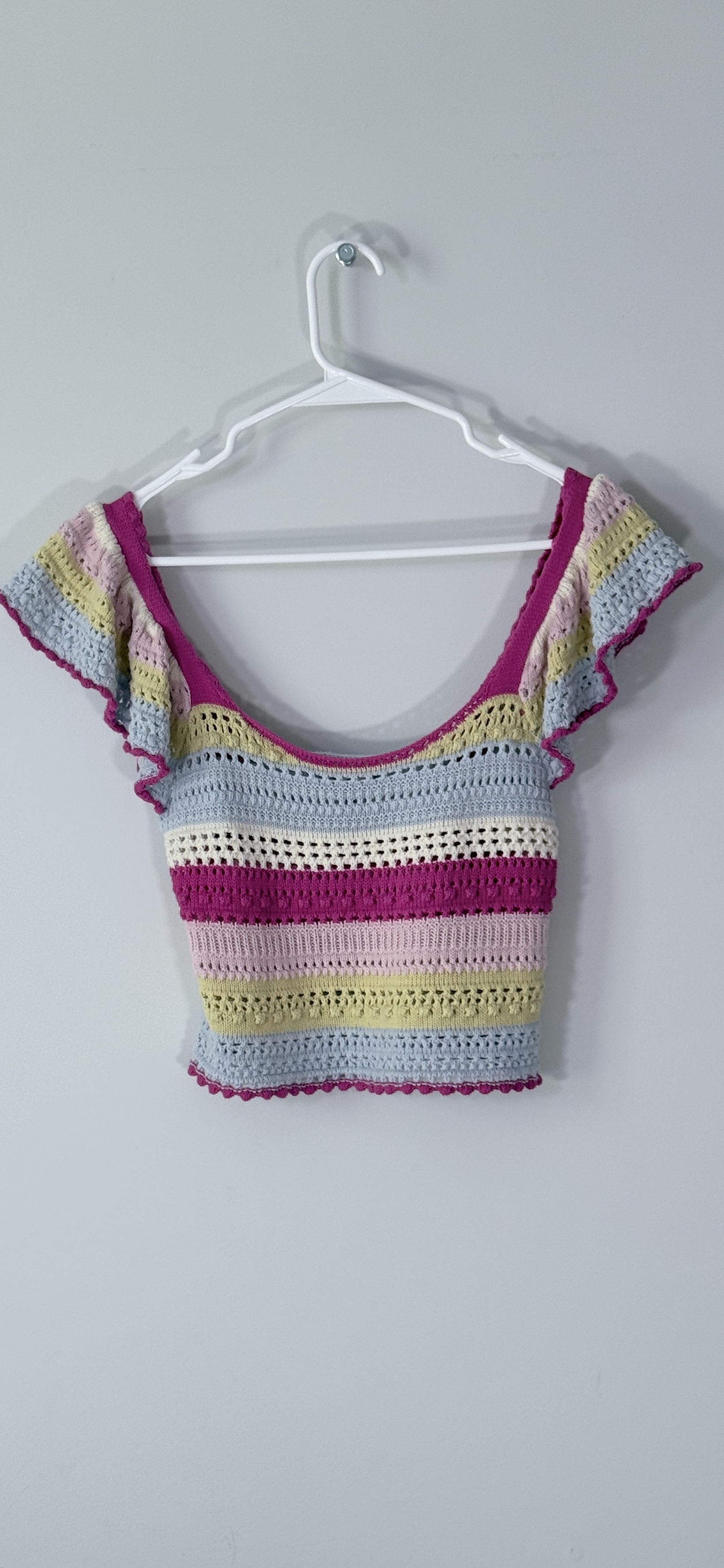 Sincerely Jules Striped Crochet Crop Top thumbnail 3