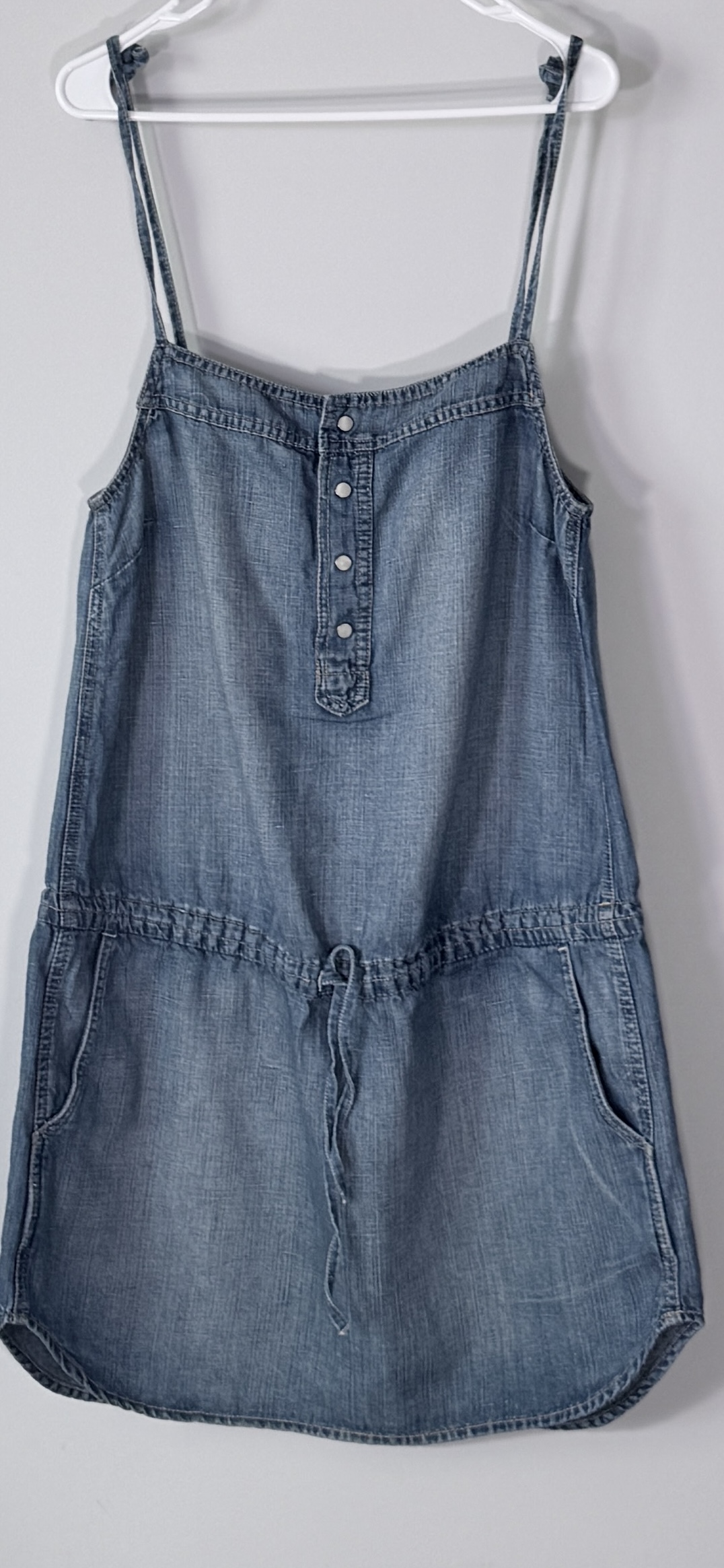 Gap Denim Tiered Mini Dress with Adjustable Waist Tie thumbnail 2