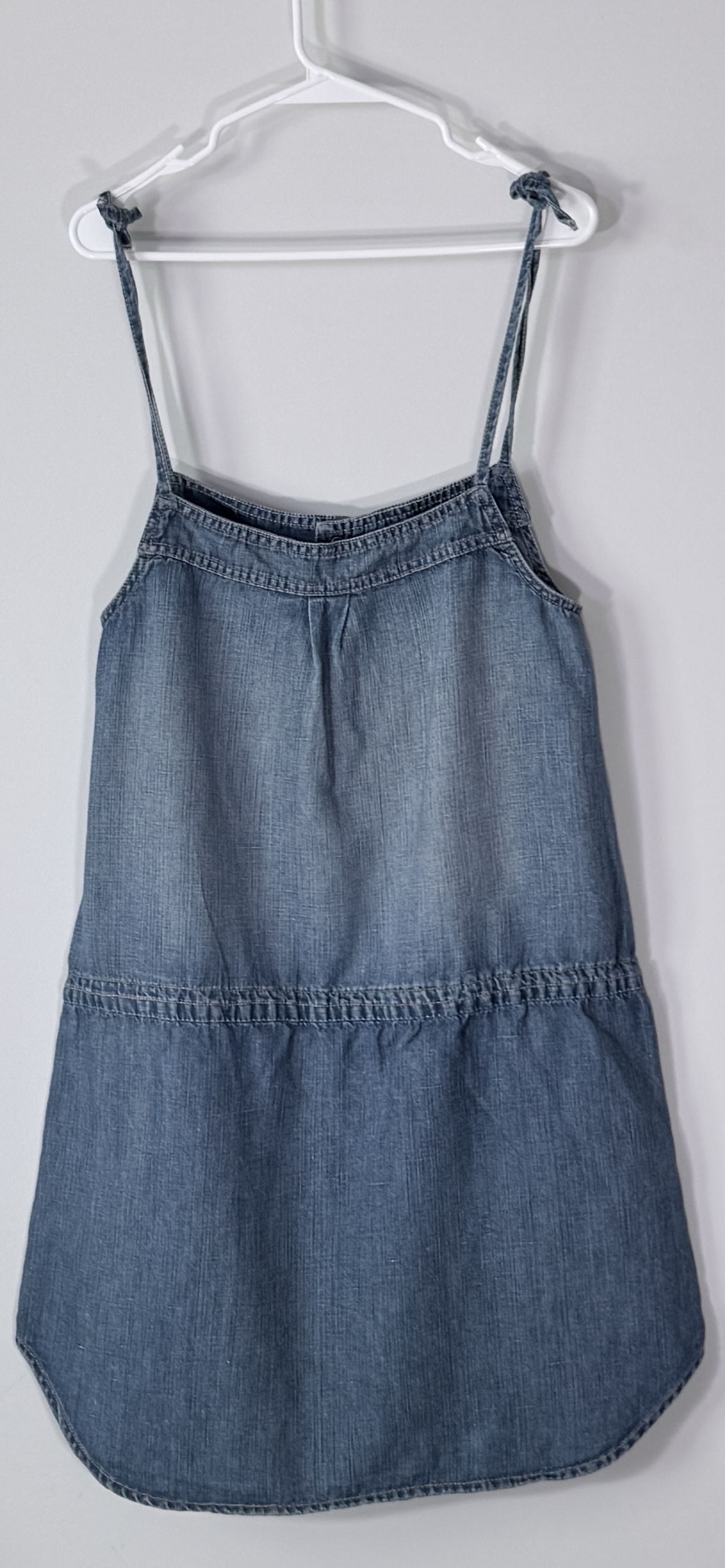 Gap Denim Tiered Mini Dress with Adjustable Waist Tie thumbnail 3