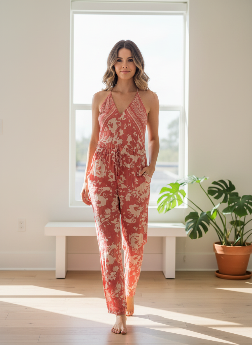 ba&sh Floral Halter Jumpsuit thumbnail 3