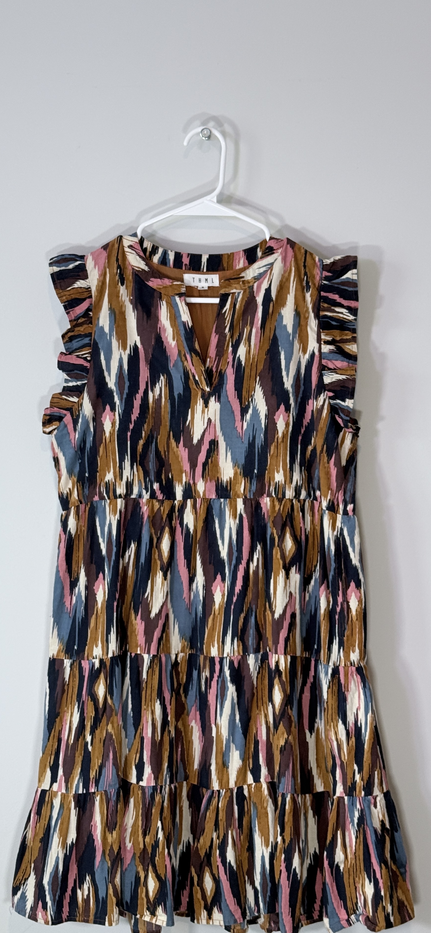 THML Multicolor Ikat Tiered Mini Dress thumbnail 3