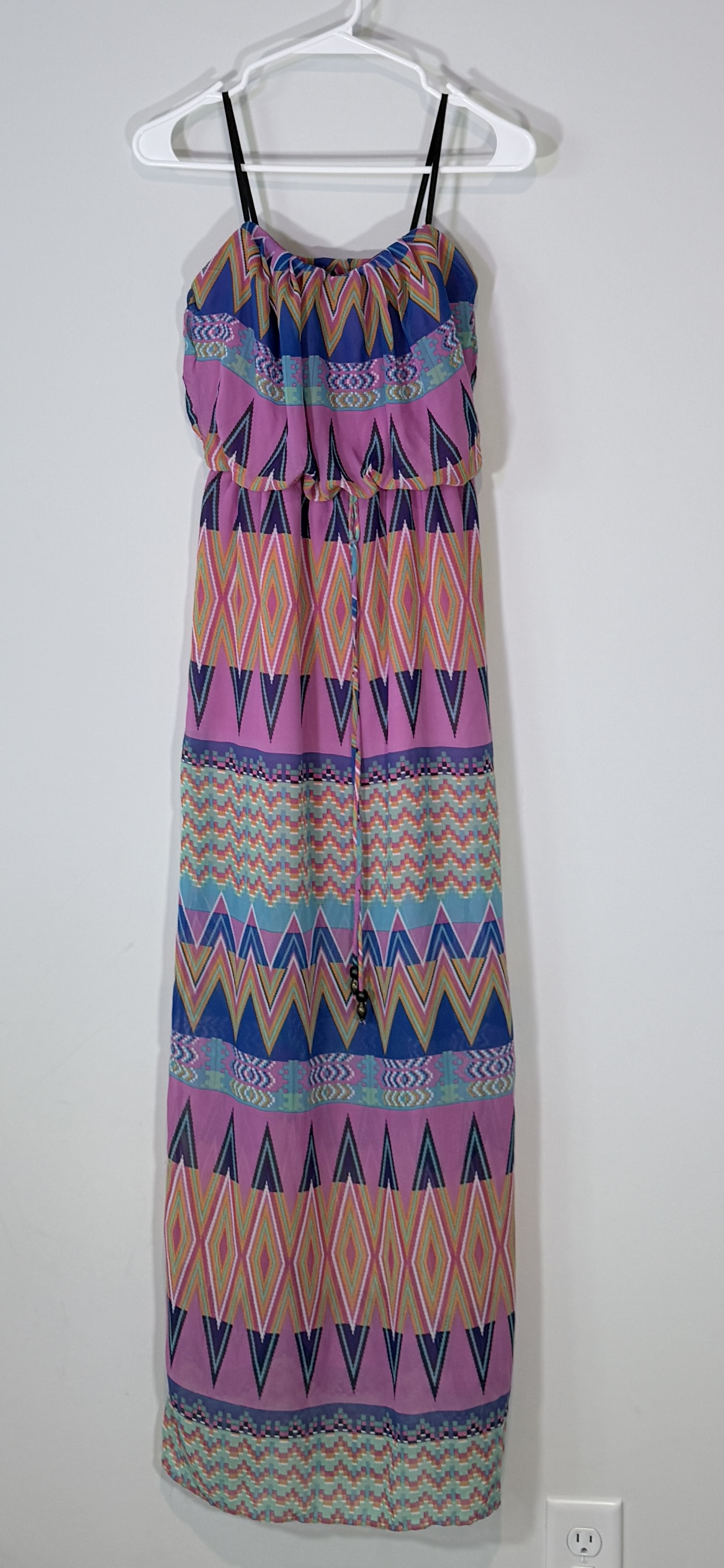 City Triangles Maxi Dress Blue Pink Geo Print thumbnail 3