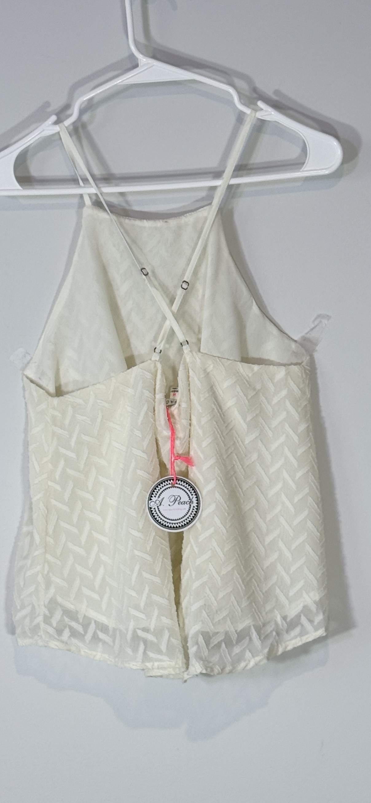 A. Peach Chevron Macramé Fringe Tank Cami thumbnail 4