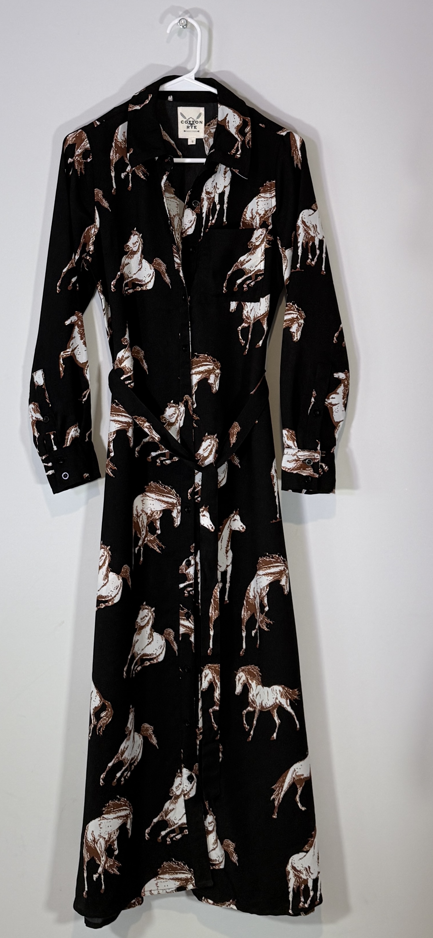 Cotton & Rye Outfitters Horse Print Button-Down Maxi Dress thumbnail 3