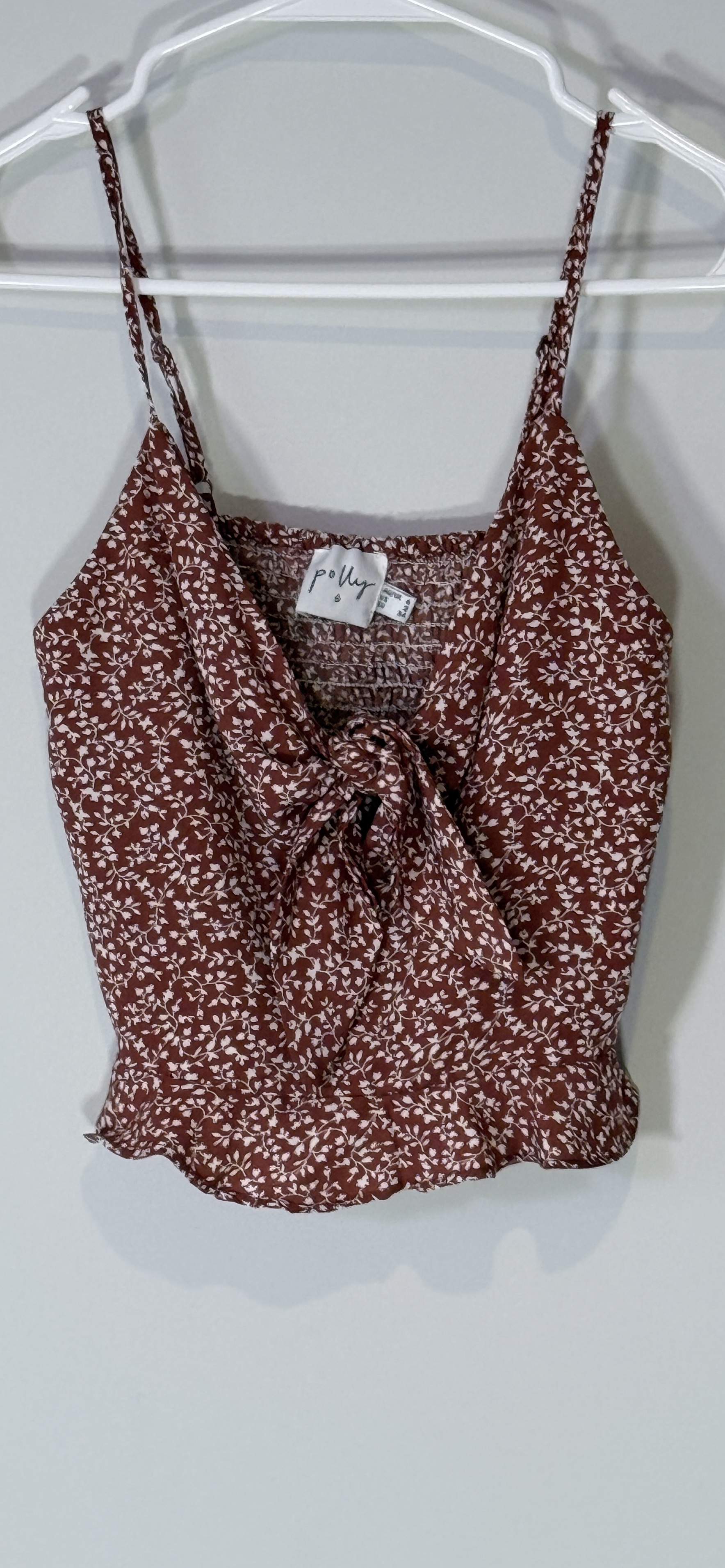 Princess Polly Red Floral Tie-Front Camisole Crop Top thumbnail 2