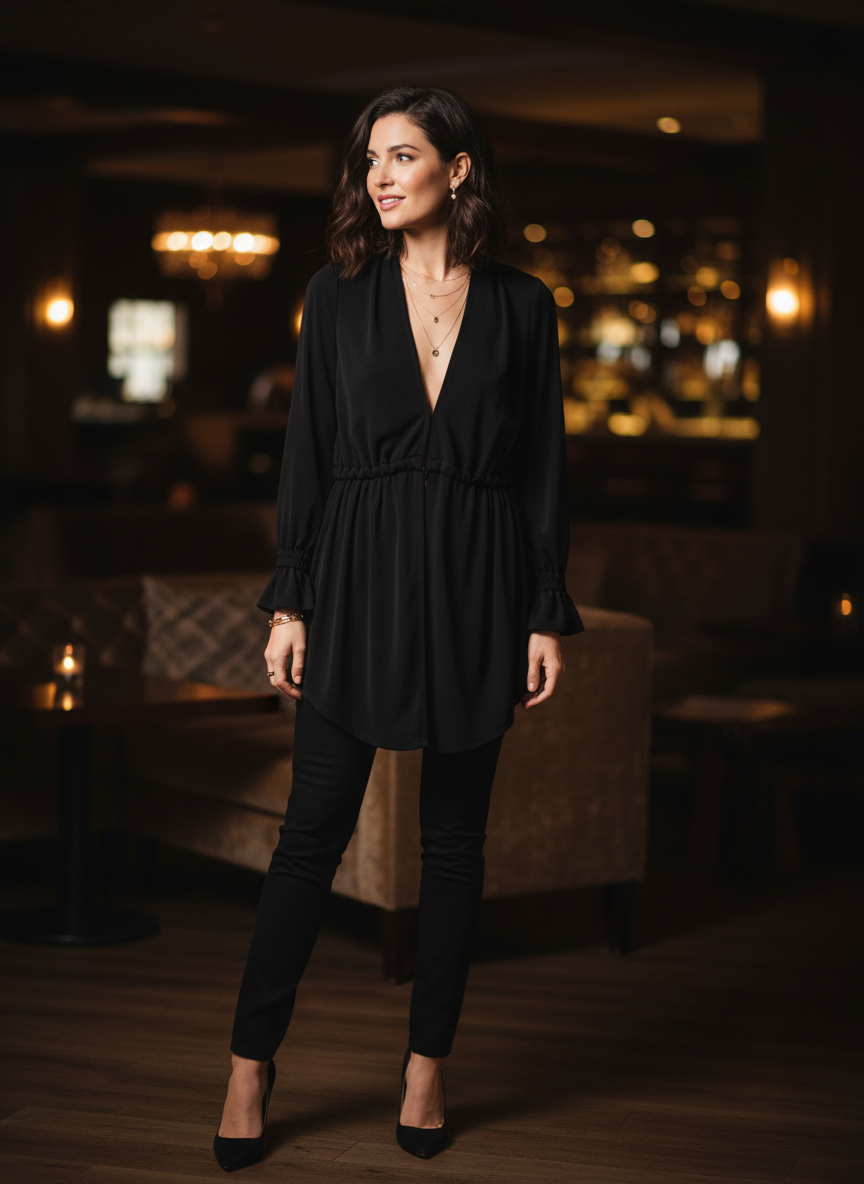 Cinq à Sept Plunge Neckline Long Sleeve Tunic thumbnail 2