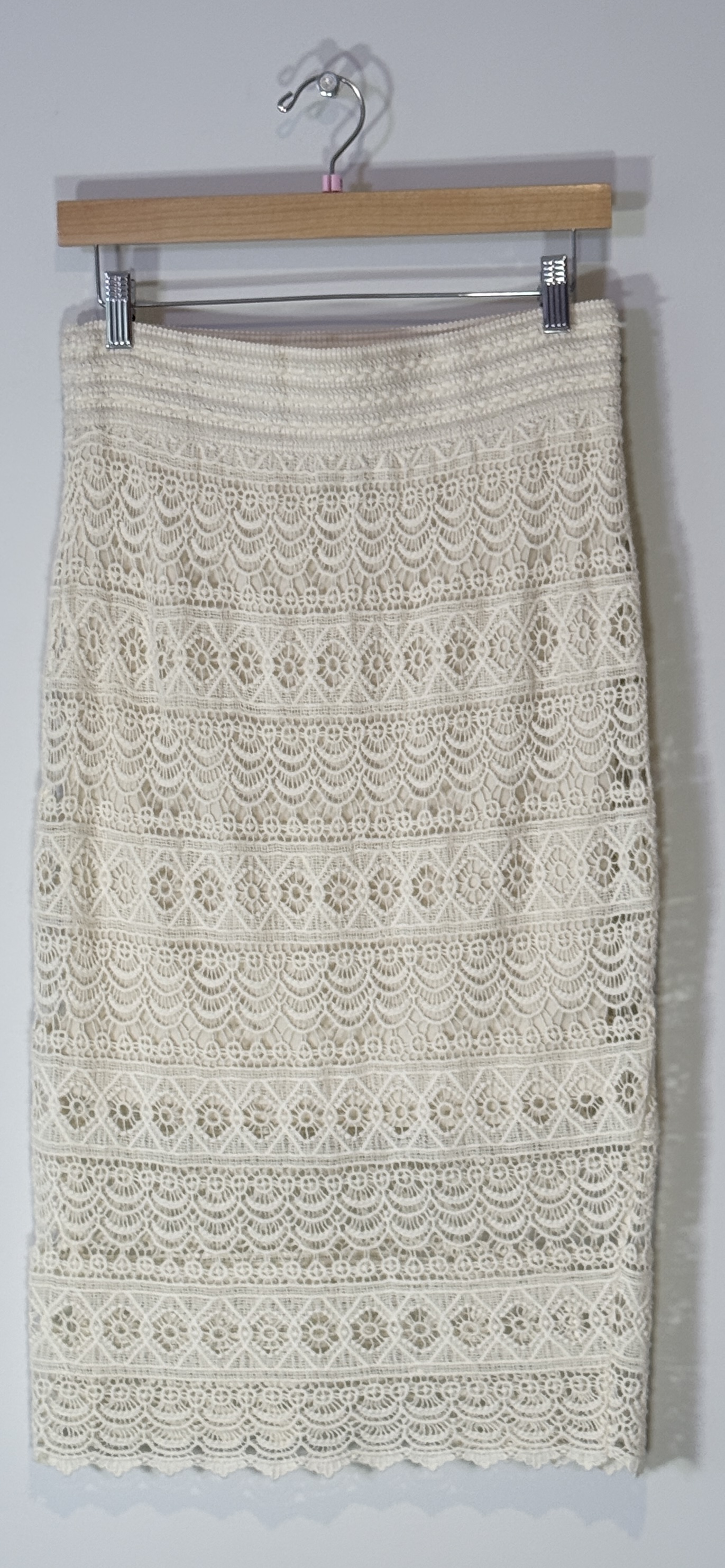 Maurices Ivory/Cream Crochet Lace Pencil Skirt thumbnail 3
