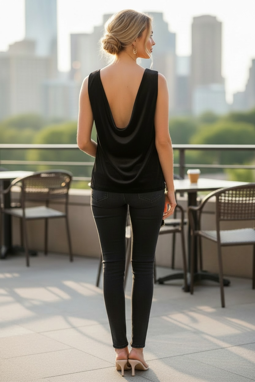 Elan Slinky Cowl Open Back Top - Image 1