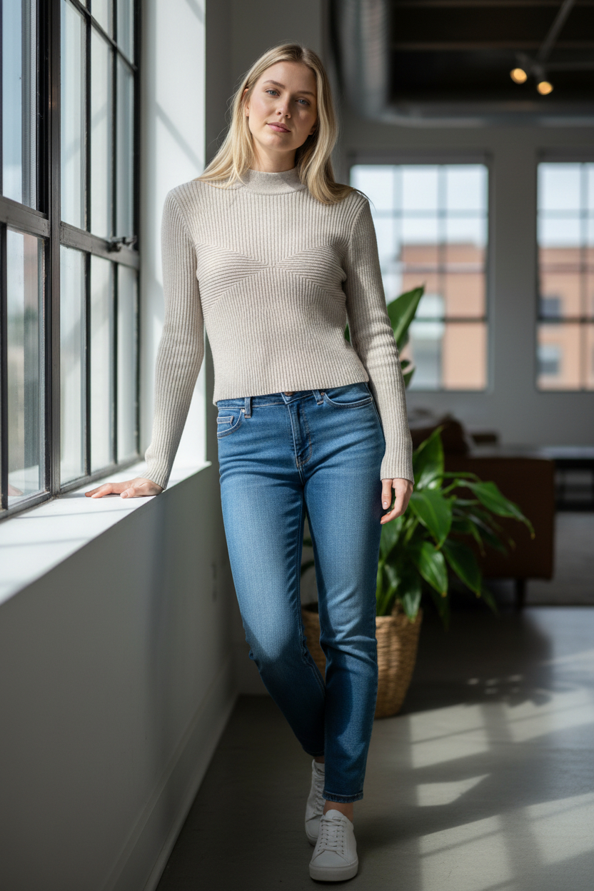 The Workshop Ribbed Knit Cropped Sweater - Image 1