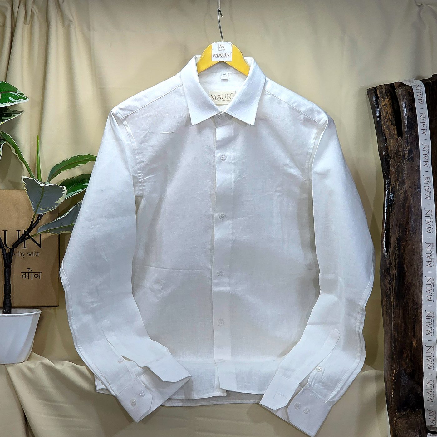 Solid White Linen Shirt(Full Sleeves)