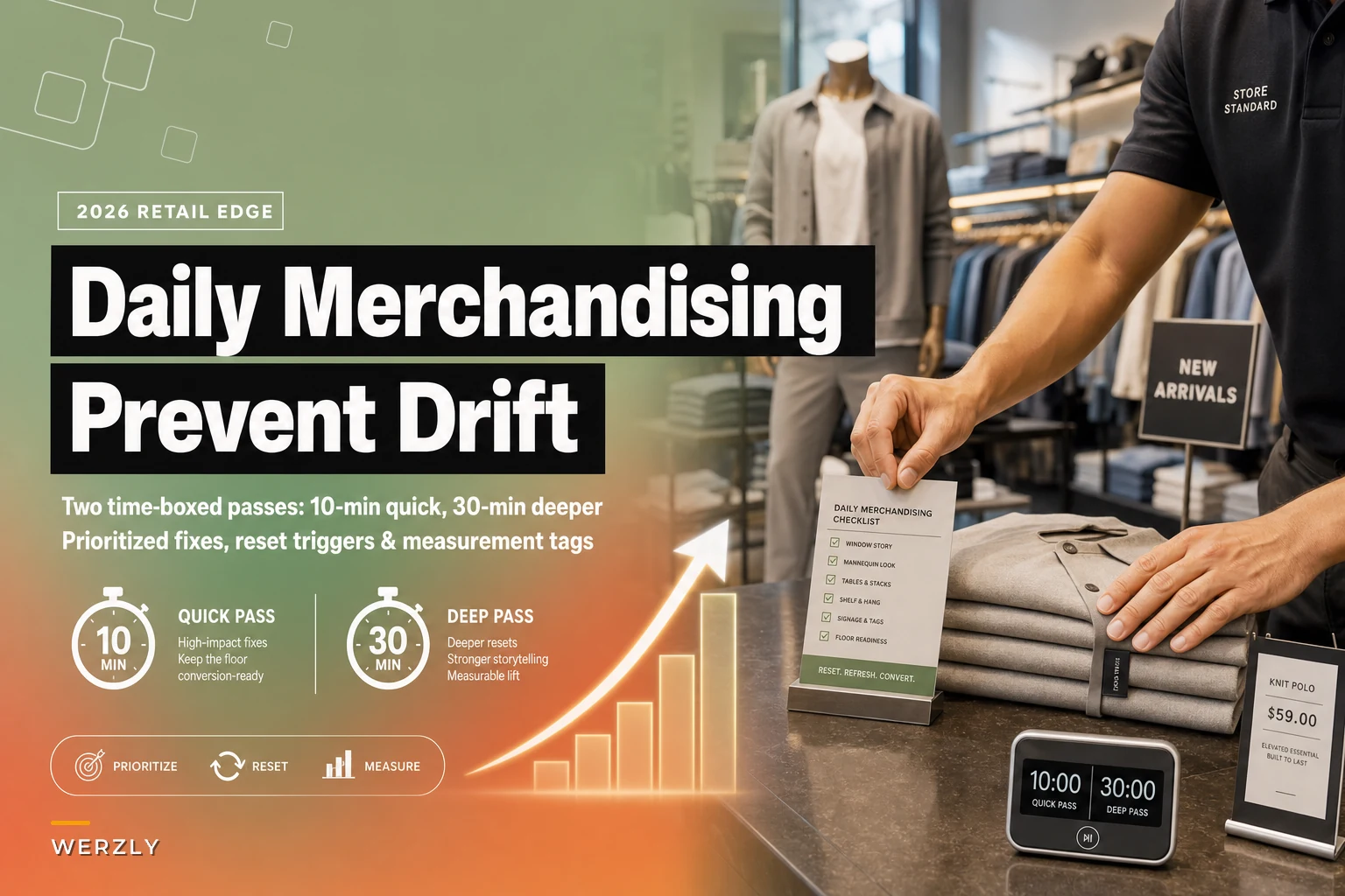 10/30-minute daily merchandising routine to prevent visual drift