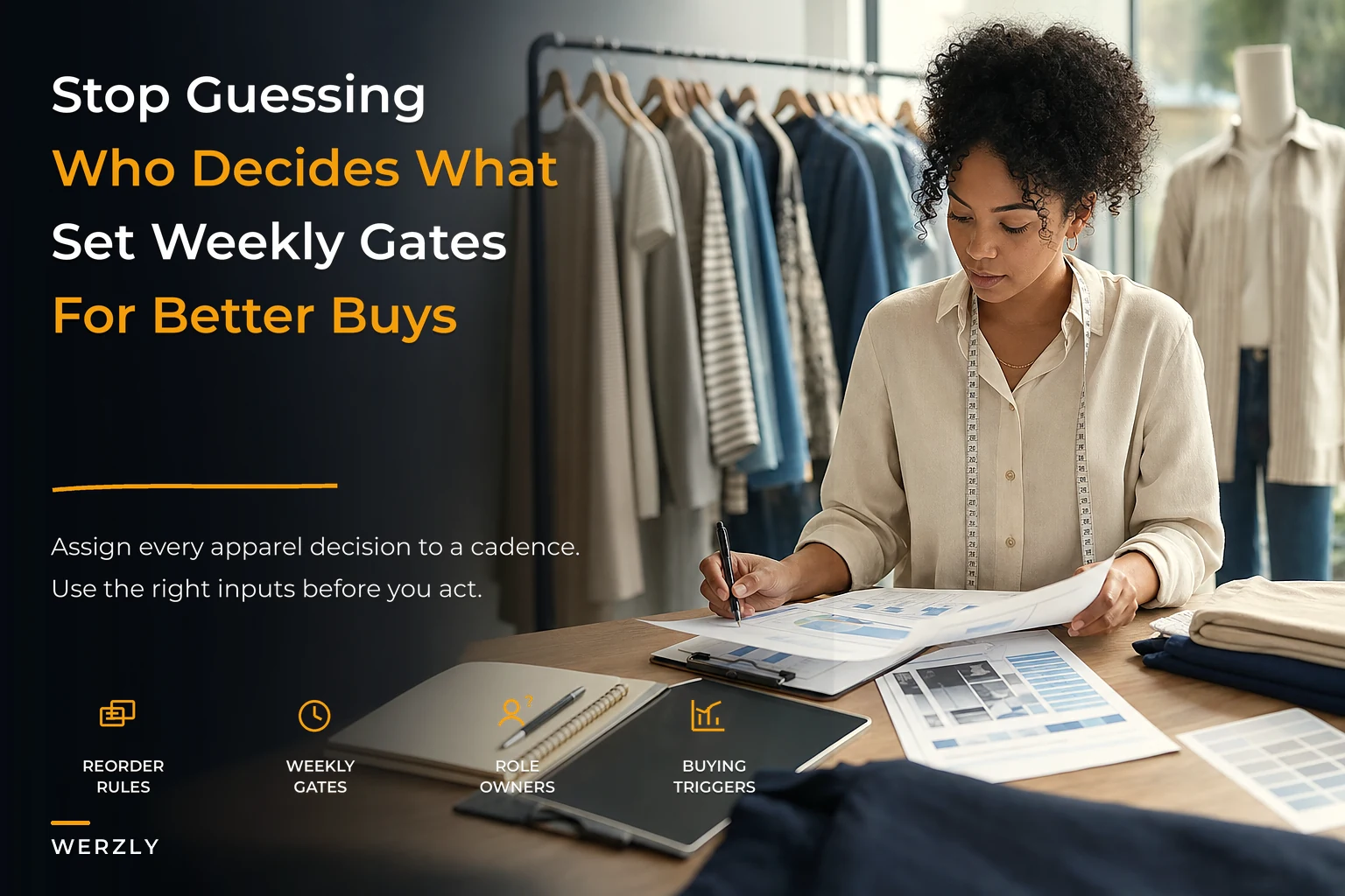 Buyer decision-rights matrix and cadence for small apparel buyers