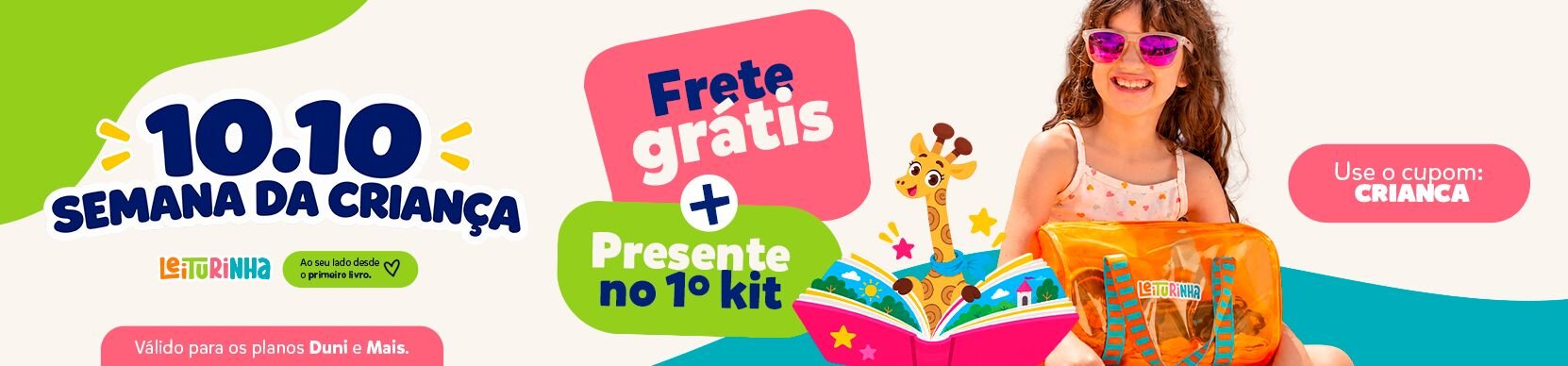 Semana da Criança: frete grátis e presente no primeiro kit com o cupom CRIANÇA