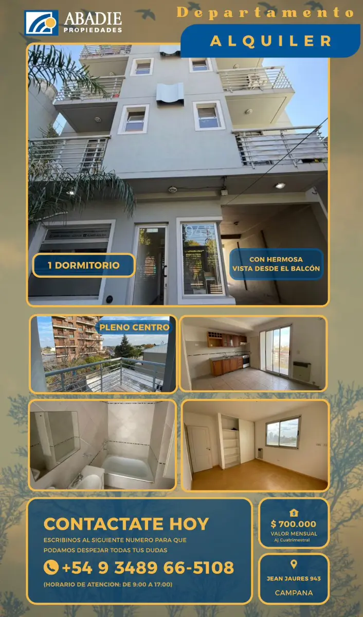 Depto en Alquiler-Jean Jaures 943 3°Piso