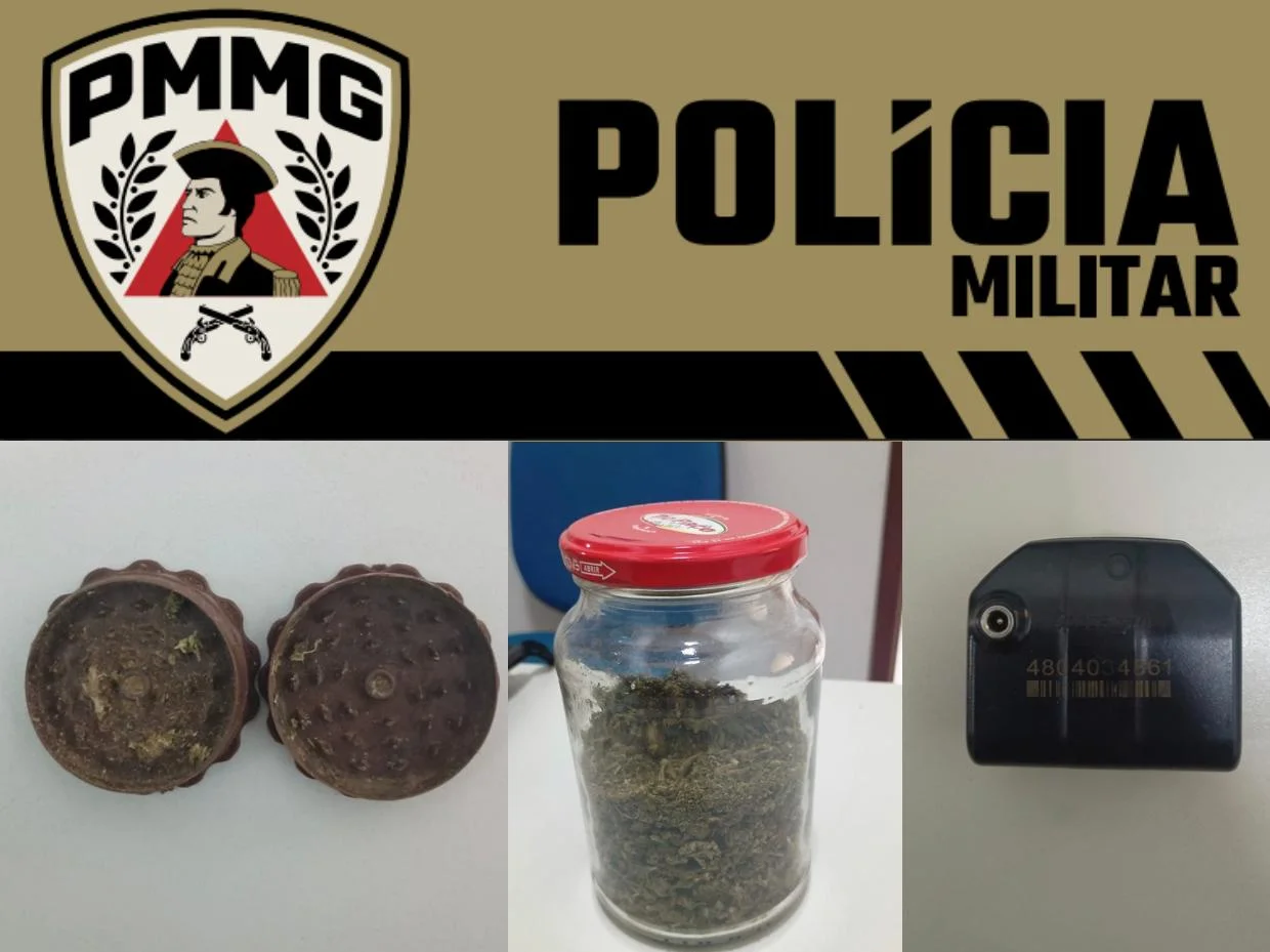 drogas, tornozeleira e materiais apreendidos durante operação em Iraí de Minas