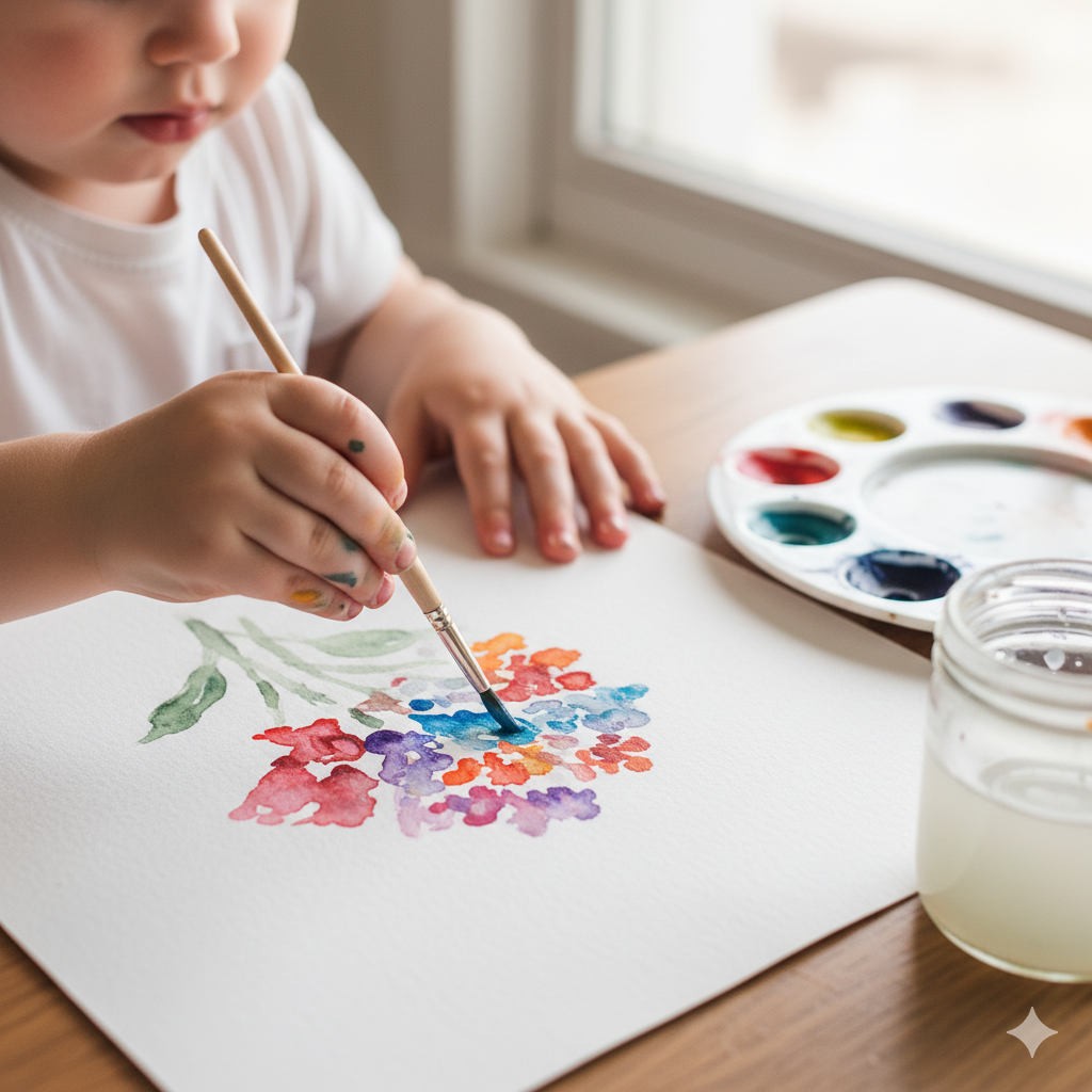 Image for philosophy page (curriculum section): A child watering a plant.