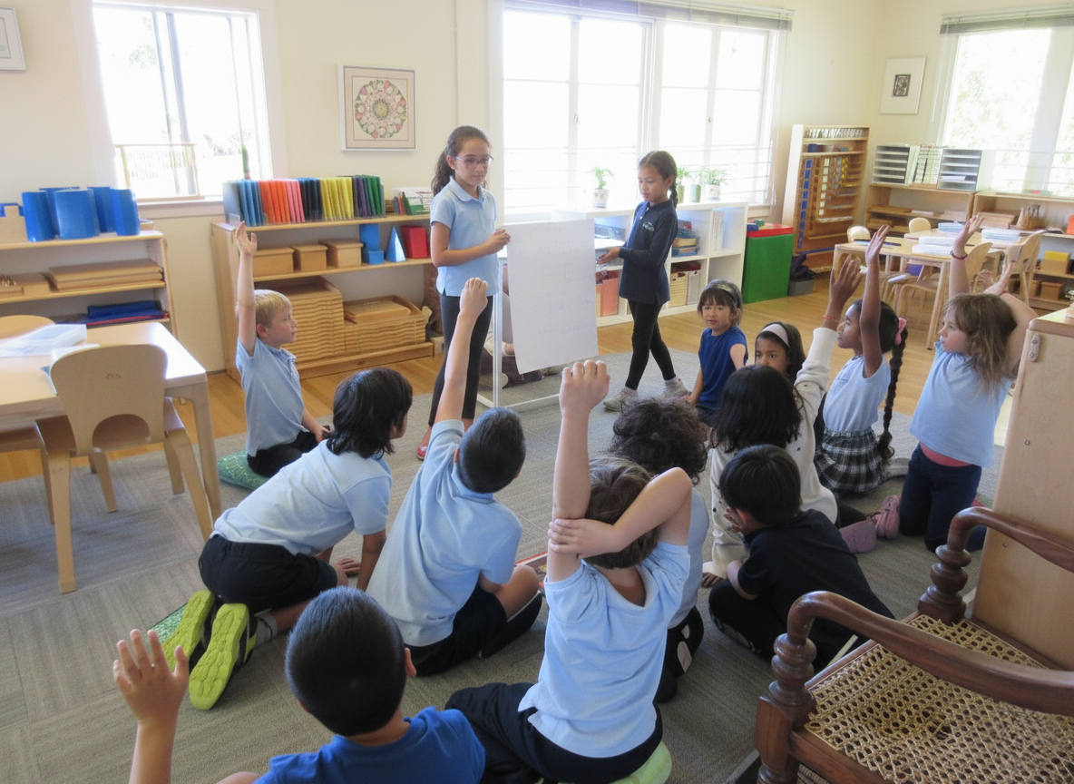 Image for philosophy page (language section): Children reading with a teacher.