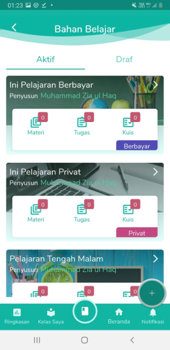 Edu-Z, Aplikasi MooC dan Marketplace Bahan Ajar, Belajar dan Evaluasi