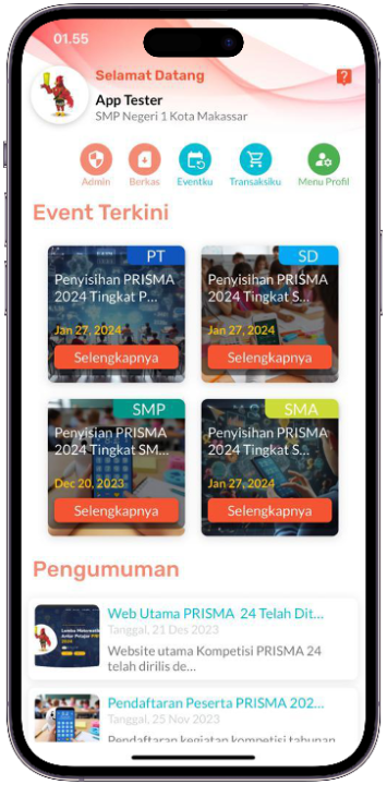Aplikasi Mobile Lomba, Kompetisi, Try Out, Ujian Multi Events (Android & iOS)