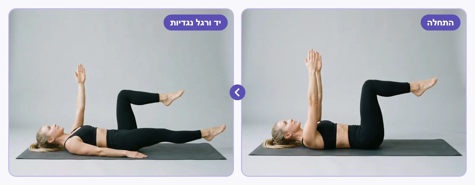 דד באג: ידיים לתקרה וברכיים ב-90 מעלות, ואז הושטה של יד ורגל נגדיות