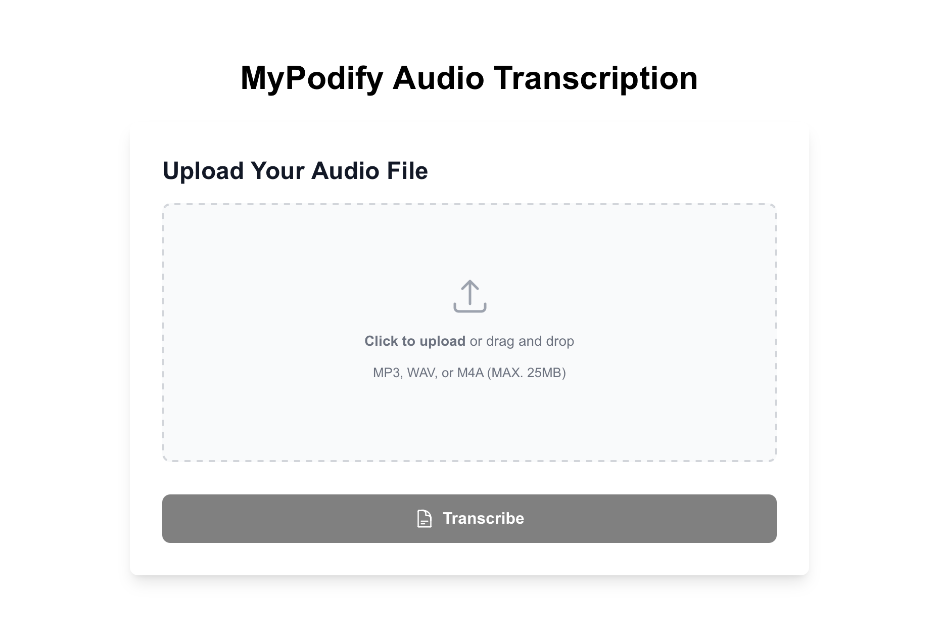 MyPodify Transcription Tool