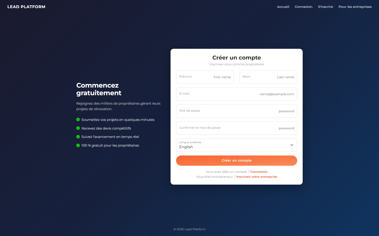 Lead Generation Platform — B2B/B2C Marketplace for Home Improvement 9