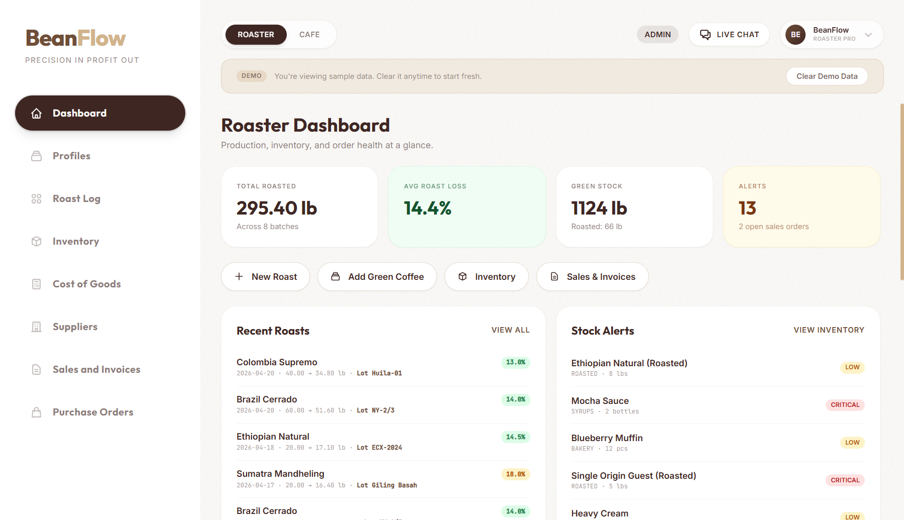 BeanFlow — SaaS for Coffee Roasters & Cafes 2