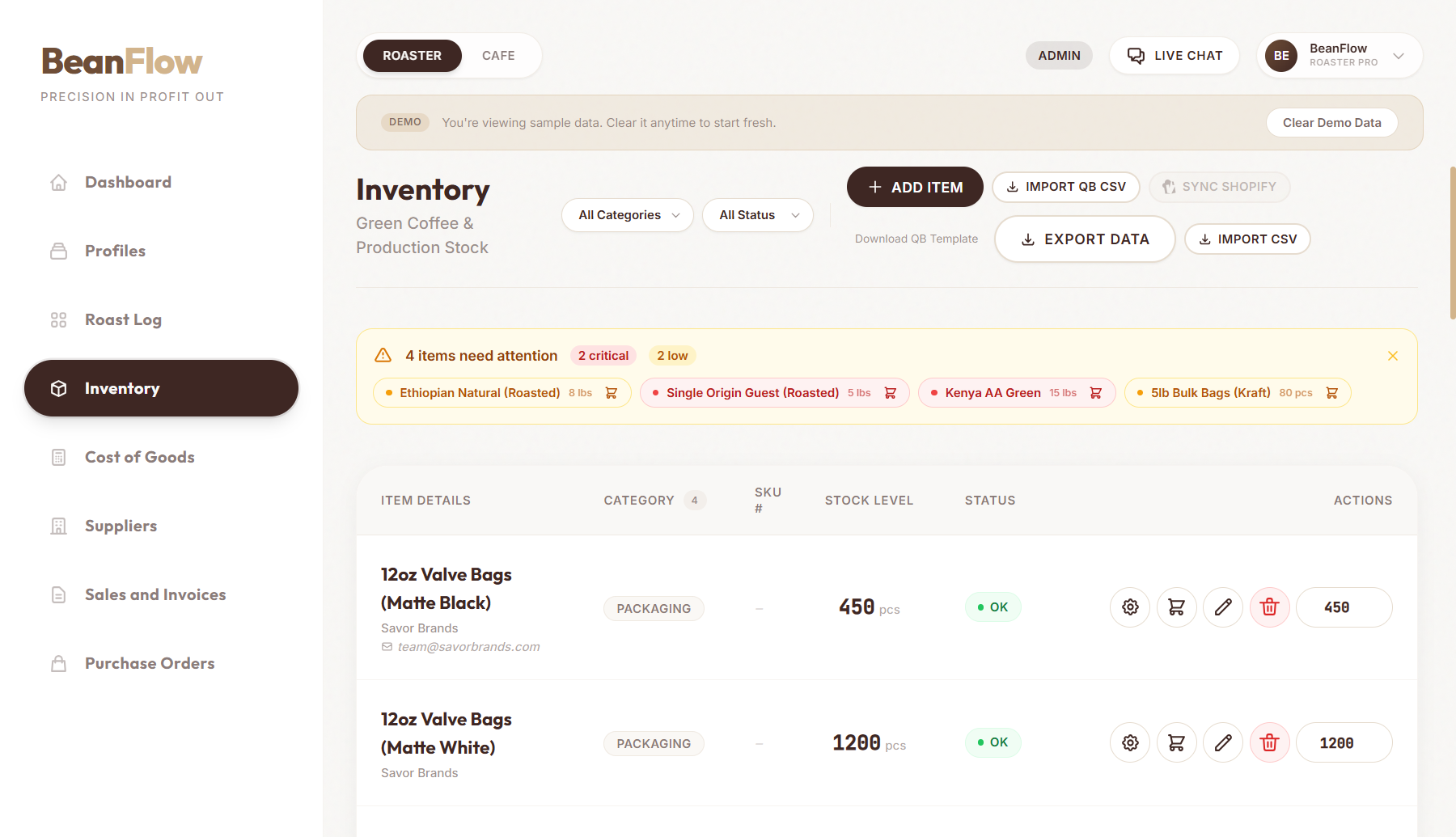 BeanFlow — SaaS for Coffee Roasters & Cafes 4