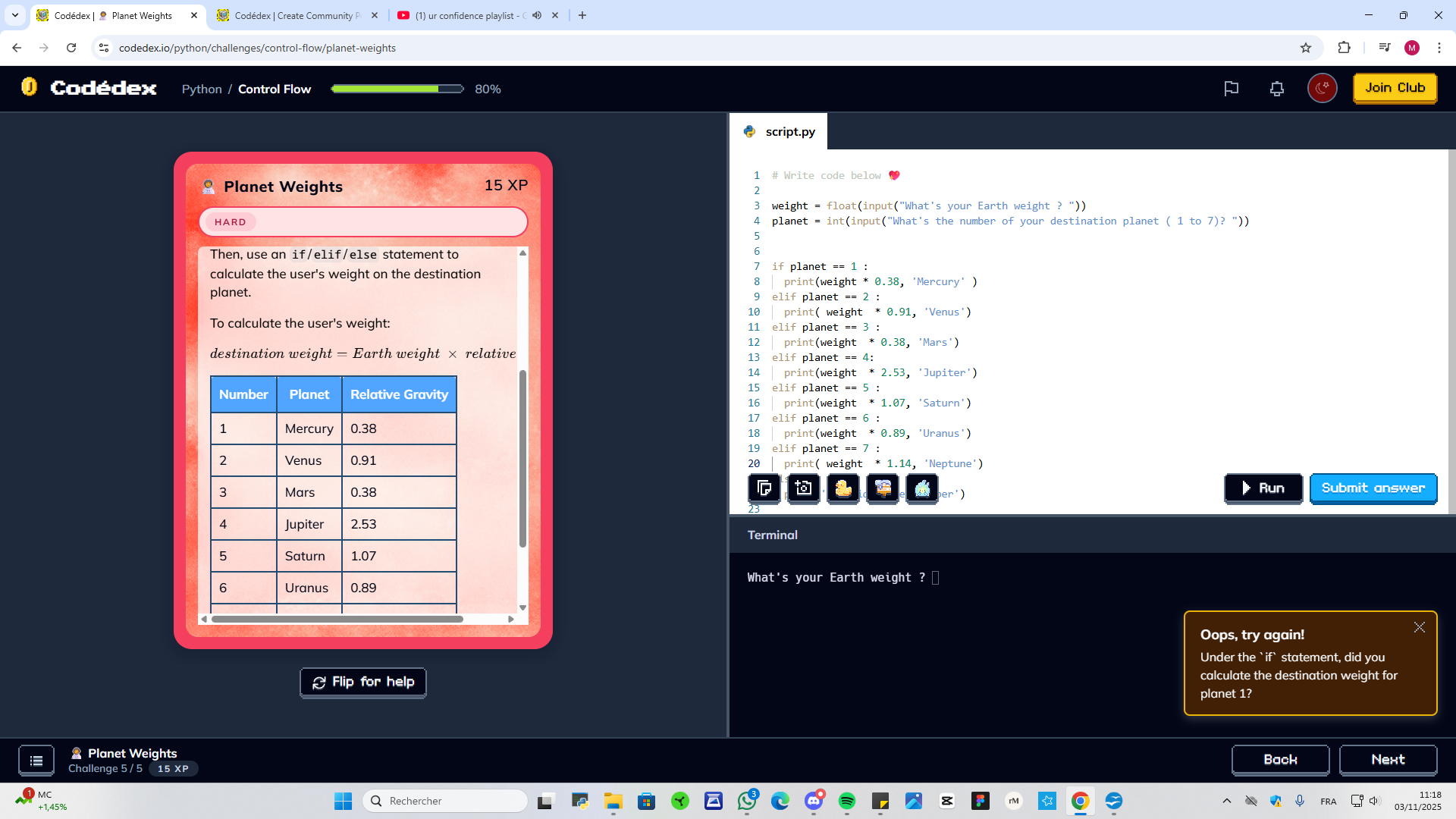 Control Flow code challenges
