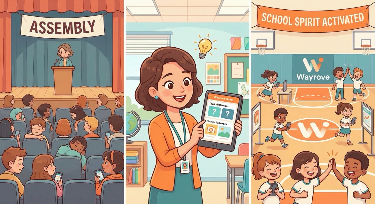 Wayrove School Event Quest School event transformation - from boring assembly to engaged learning adventure with Wayrove