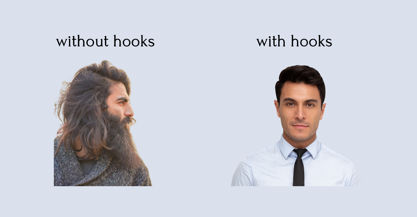 With and without using React hook