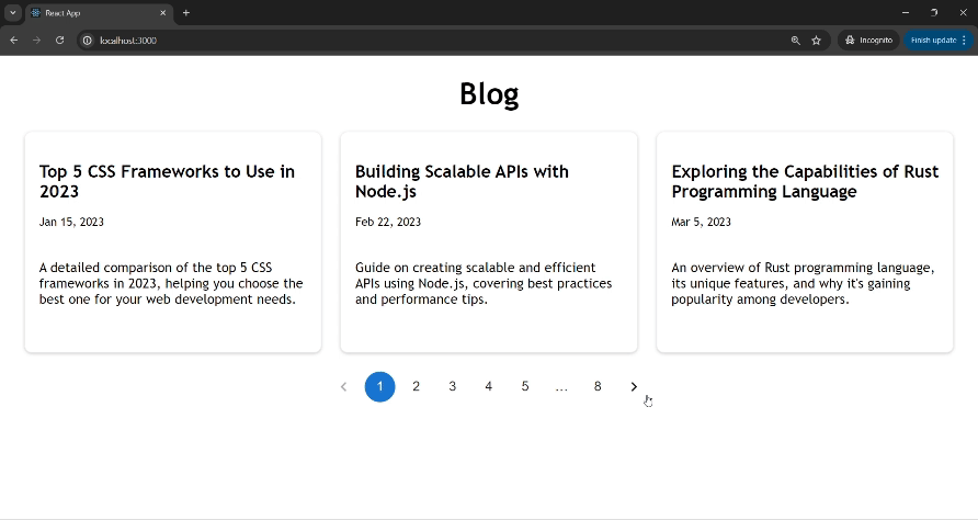 React Pagination with material ui