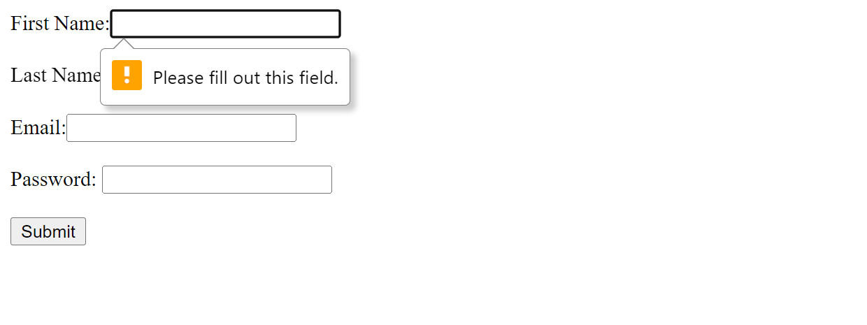 HTML required attribute