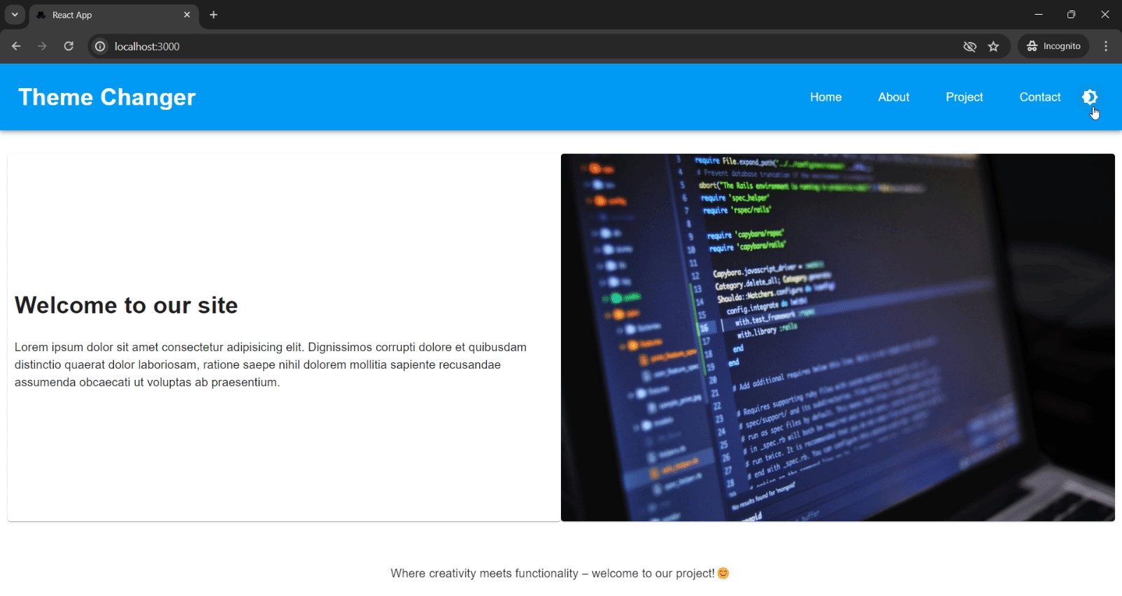 React Theme Changer Mode