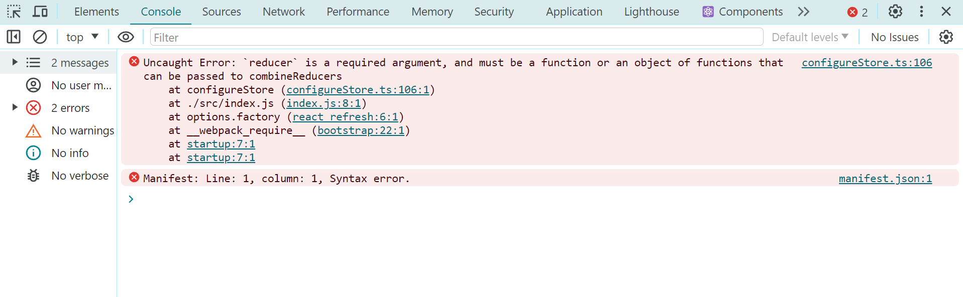 React Toolkit Error