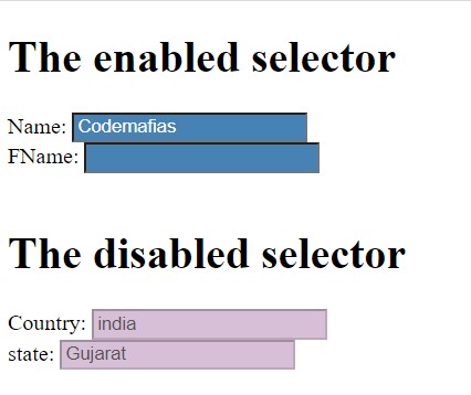 CSS Disabled & Enabled Selector
