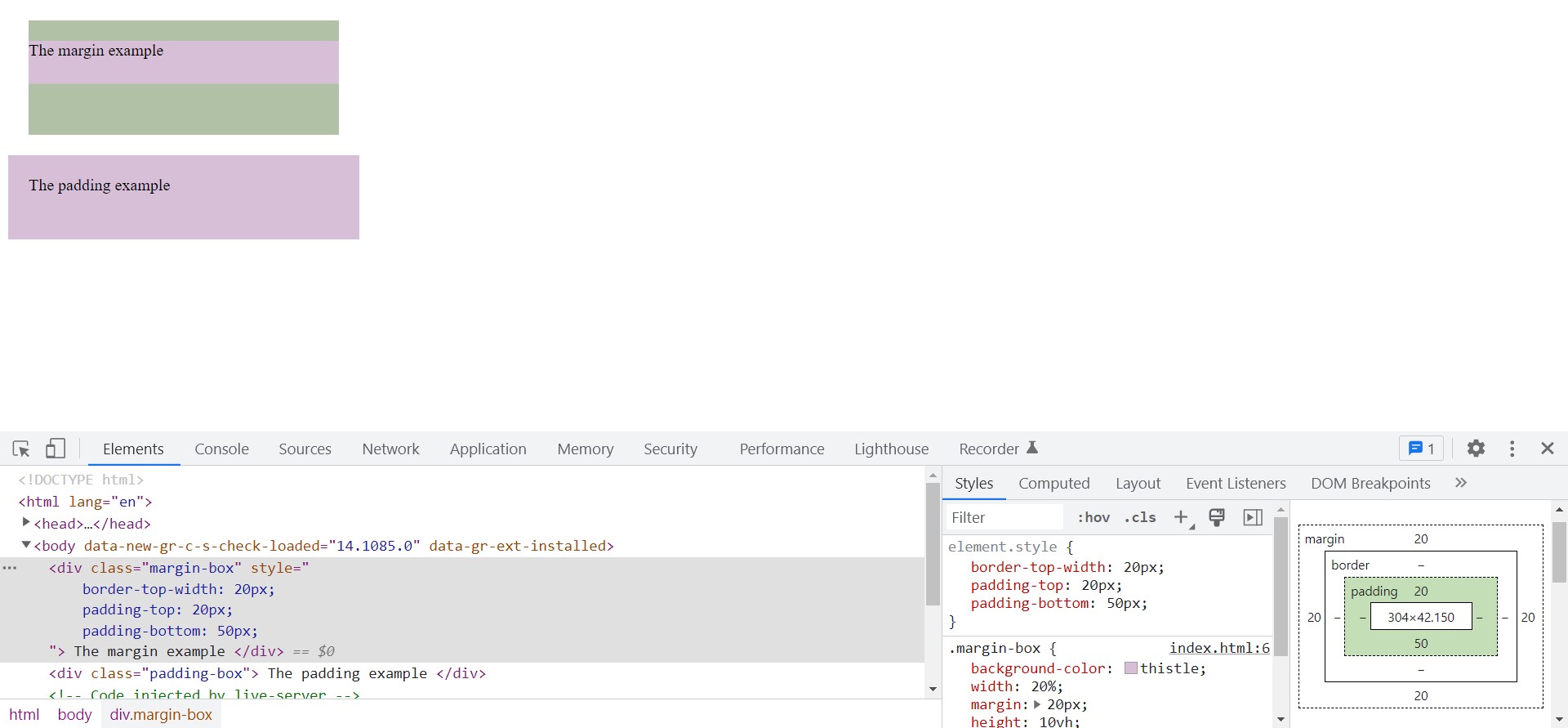 CSS margin and padding