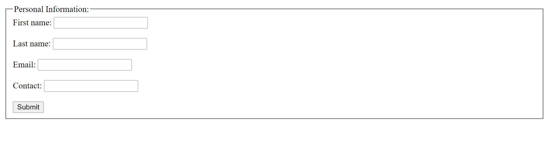 HTML fieldset tag