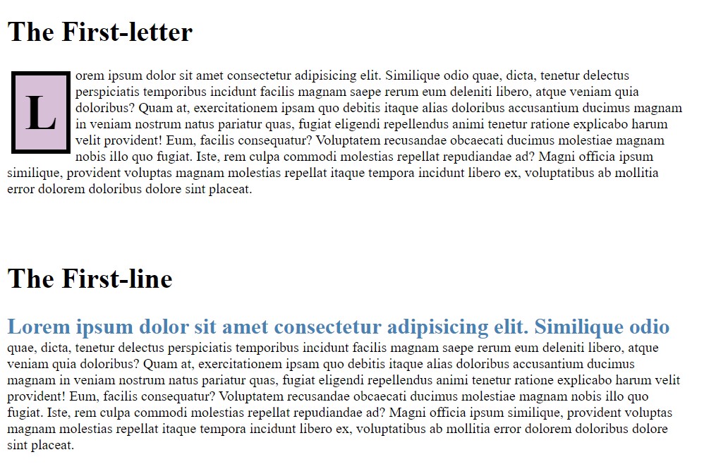 CSS First-letter & First-line Selector