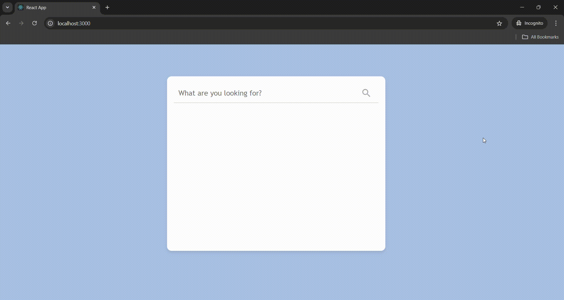 React Search bar Component Project UI
