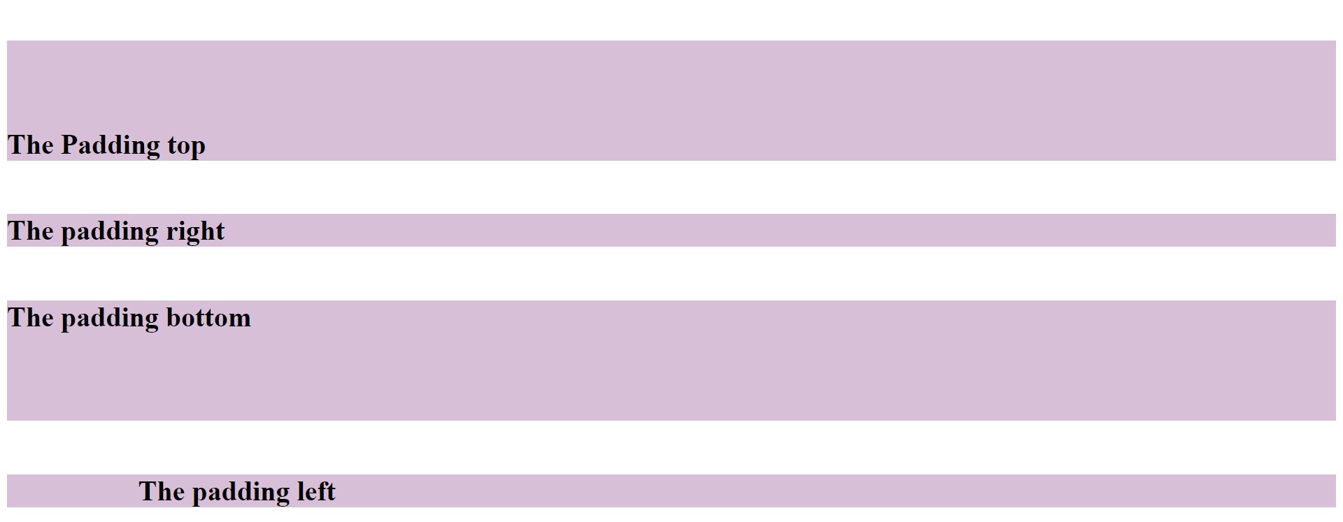 CSS padding four side value