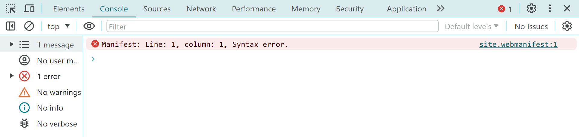 Manifest Error