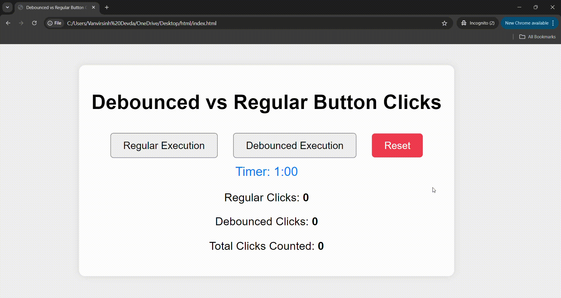 Debounced vs Regular Button Clicks
